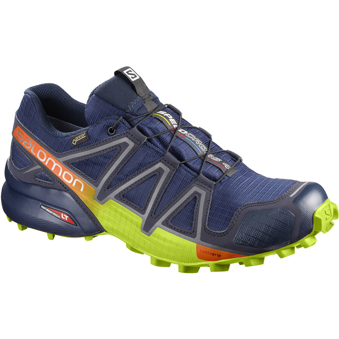 Salomon Israel SPEEDCROSS 4 GTX® - Mens Trail Running Shoes - Navy/Green (CLDW-24678)